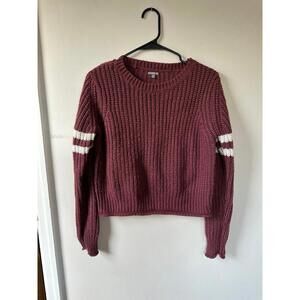 Charlotte Russe Rose Pink Knit Sweater with White Stripes